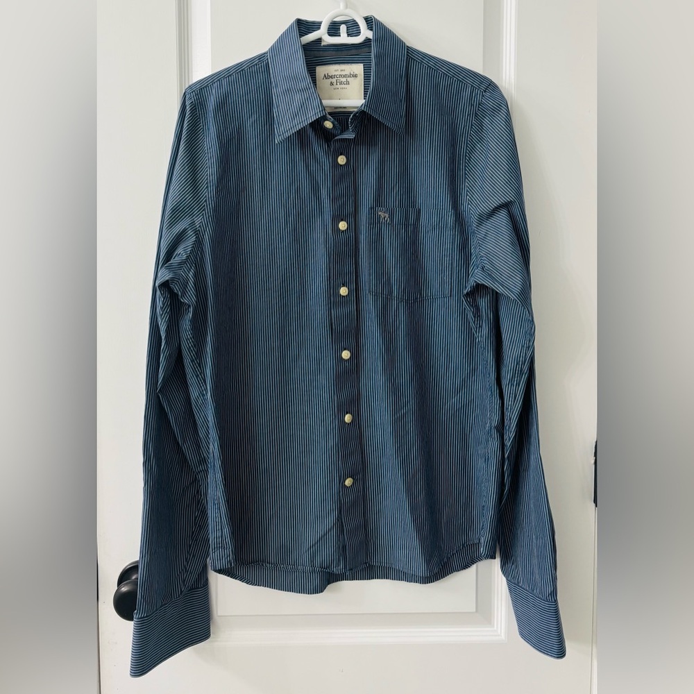 Abercrombie & Fitch Navy Striped Button Down Shirt